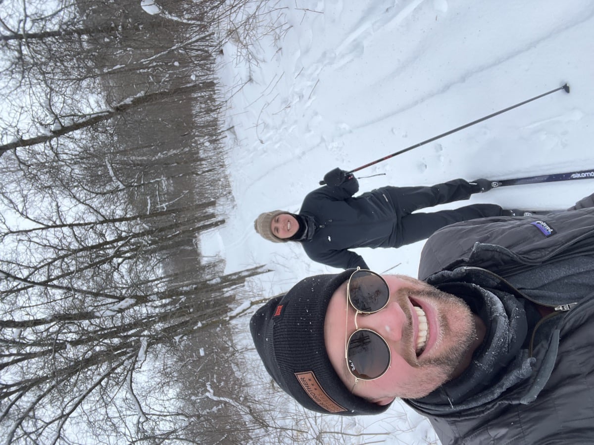 Josiah and Katie out on the ski trails